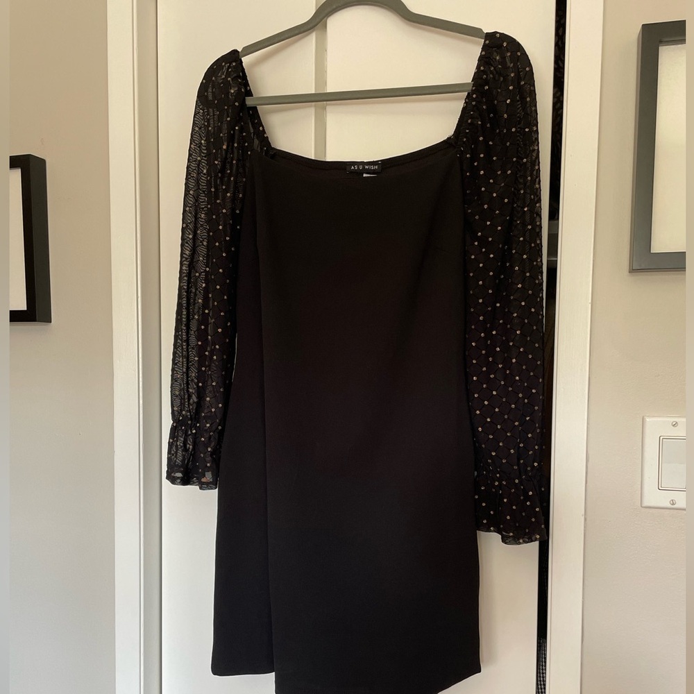 Black Dress with Sheer Sleeves